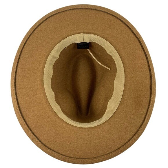 Fedora Hat Burned Sunflower Design Tan Wide-Brimmed Poly/Wool Blend‎ One Size - Picture 7 of 11